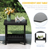 ARTBUSKE 5 PCS Outdoor Patio Furniture Set with Table&Ottoman Outdoor Furniture Patio Set Bistro Wicker Patio Set (Black Wicker&White Cushion, 5PC - 2 Chair + 2 Ottoman + 1 Table) ARTBUSKE