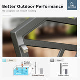 MFSTUDIO 43.7 Inches Outdoor Garden Bench, Cast Iron Metal Frame Patio Park Outside Benches with Geometric Pattern Backrest for Front Porch, Black MFSTUDIO