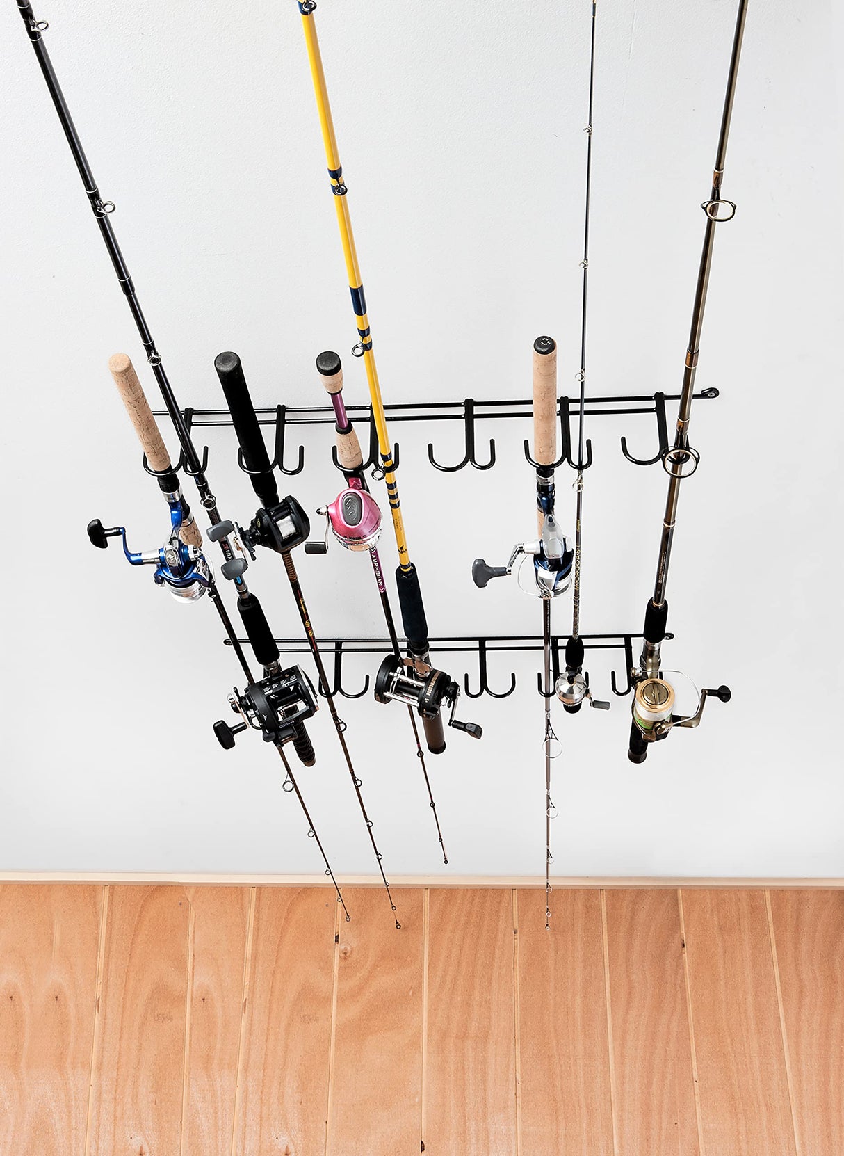 Rack'em 7009 Overhead 12-Rod Fishing Rod Rack, Pack of 1 Rack'em