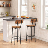 HOOBRO Bar Stools,Set of 2 Bar Stools with Footrest and Back,25.2" Bar Chairs for Kitchen Island, Dining Room,Counter Height Bar Stools, Easy to HOOBRO
