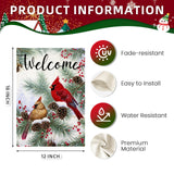 EKOREST Welcome Christams Garden Flags for Outside Decoration, Cardinal Pine Twigs Berry Small Yard Flag, Seasonal Farmhouse Winter Xmas Holiday Outdoor Decor 12x18 Inch Vertical Double Sided EKOREST