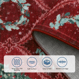 GarveeHome Christmas Rug 5x7 Boho Non-Slip Stain Resistant Machine Washable Rug for Bedroom,Large Neutral Low-Pile Area Rug for Living Room Bedroom Kitchen Office, Red GarveeHome