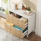 Tribesigns 2-Drawer File Cabinet, Lateral Filing Cabinet for A4/Letter/Legal Size, Office Storage Cabinet, Printer Stand with Storage Drawer for Home Office, White & Walnut Tribesigns