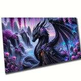 KUFWKEY Black Dragon Mosaic Diamond Paintings,5D DIY Diamond Painting for Adults,Fantasy Animal Diamond Art Kits,Landscape Waterfall Art for Home Decor,Large Size 27.5x15.7inch KUFWKEY