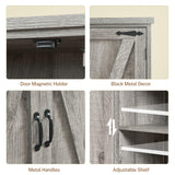 TEENFON Farmhouse Storage Cabinet with 2 Adjustable Shelves, Bathroom Cabinet with 4 Doors, Cupboard for Kitchen, Living Room, Rustic Gray TEENFON