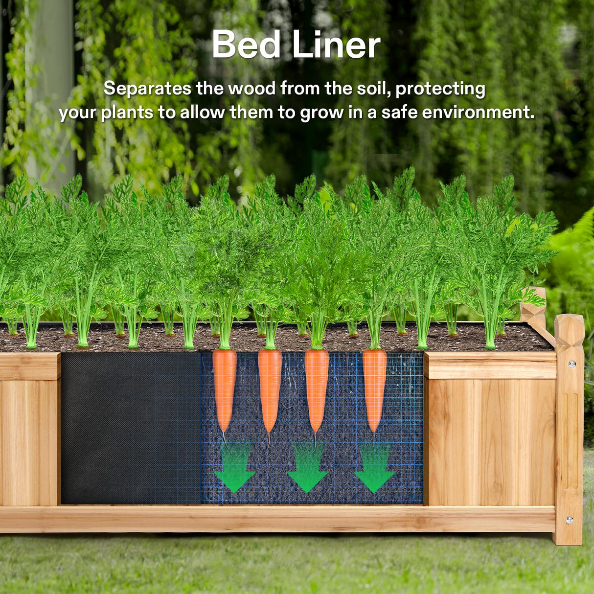 VIVOSUN 3.6 x 1.3Ft Wooden Raised Garden Bed, 43.5 x 16 x 14 Inches, Outdoor Wood Planter Box with Screwdriver and a Liner for Garden, Patio, Balcony, Backyard and Outdoors, 2Pcs VIVOSUN