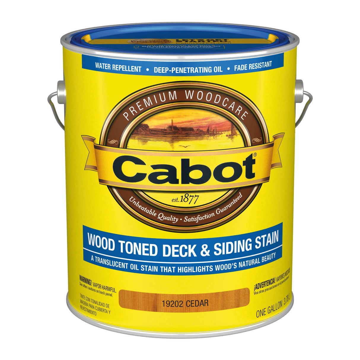 Cabot Wood Toned Stain + Sealer, Low VOC Exterior Natural Wood Stain, Cedar, Gallon Cabot