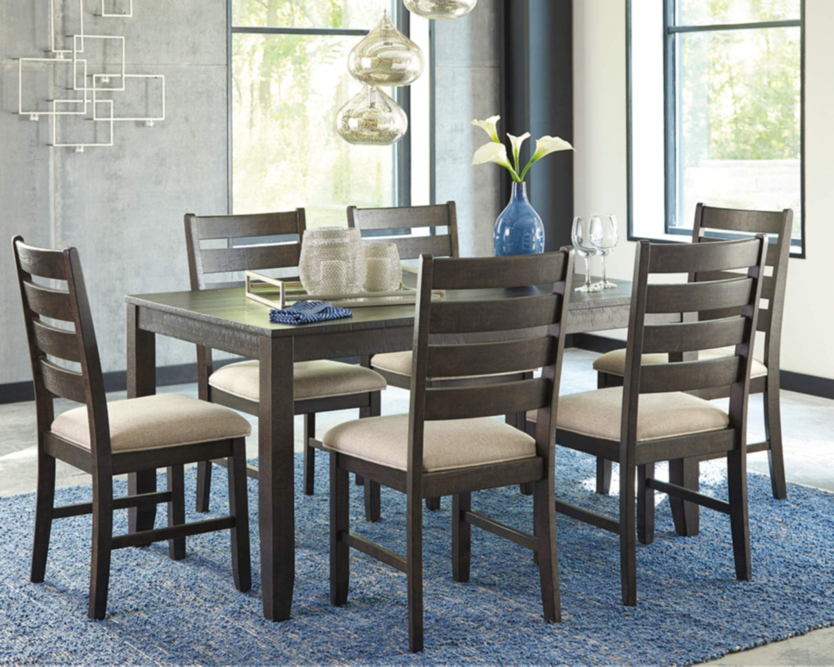 Signature Design by Ashley Rokane 20" Dining Room Table Set with 6 Upholstered Chairs, Brown Signature Design by Ashley