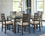 Signature Design by Ashley Rokane 20" Dining Room Table Set with 6 Upholstered Chairs, Brown Signature Design by Ashley