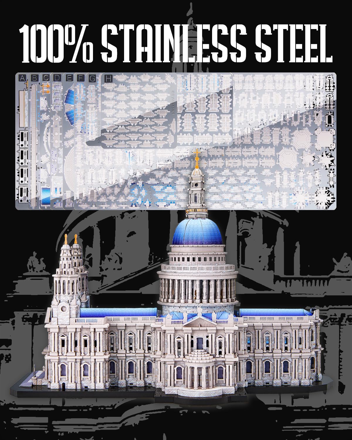 Piececool 3D Metal Puzzles for Adults, St. Paul's Cathedral Metal Model Kit, London Cathedral Architecture Building Kits, DIY Hobbies Crafts for Adult Family Time,Home Decor Best Gifts Piececool