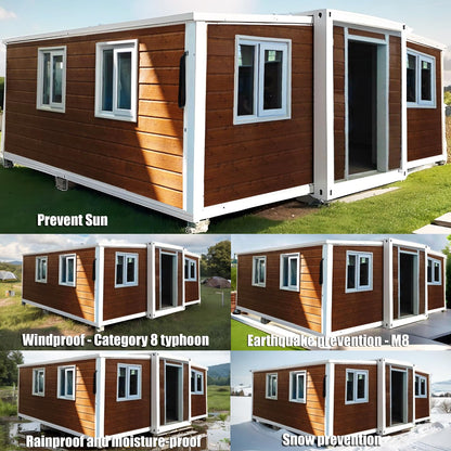 2 Bedroom 20FT Tiny Houses to Live in for Adults Mini Foldable Expandable Container Prefab Home kit Mobile Modular casas prefabricadas para vivir Mini Live Houses for sale,with Toilet Kitchen Bathroom