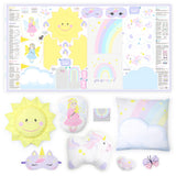 kullaloo Fabric Sewing kit for Beginners - with Video Instructions - Cut & Sew Fabric Panel with Unicorn and Fairy - DIY Carft for Girls (Magic World) kullaloo