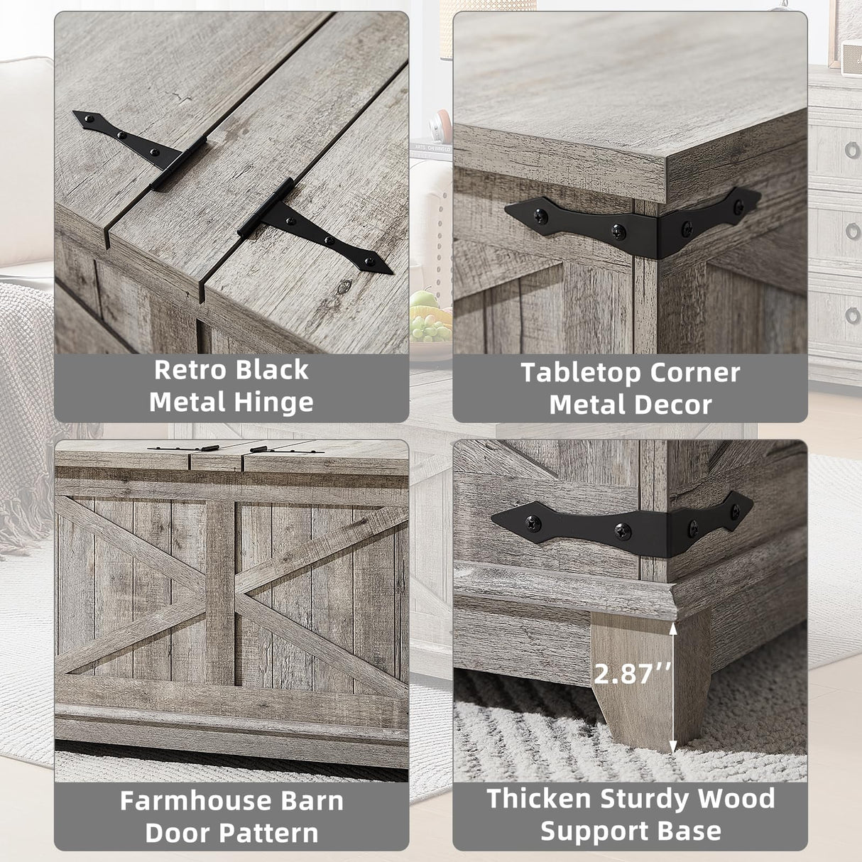 Joaxswe Farmhouse Coffee Table with Hidden Storage Organizer, Modern Square Large Center Table, Wood Farm House Low Rustic Light Oak Living Room Tables with Hinged Lift Top for Home, Office Joaxswe