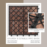 THYOI 10 Pcs Interlocking Deck Tiles 12" x 12", Patio Flooring Outdoor Waterproof, Acacia Wood Tiles All Weather, Floor Tiles for Balcony, Backyard, Indoor and Outdoor use (Round Joint, Dark Brown) THYOI