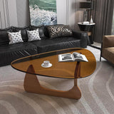 Modern Glass Coffee Table, Mid Century Small Coffee Table, Coffee Table for Living Room,Suitable for Bedroom Living Room Reception Office Tables (Walnut/Brown, Small) LZYFY