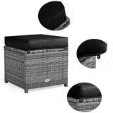 Tangkula 7 Pieces Patio Furniture Set, Outdoor Sectional Rattan Sofa Set with Cushions, All Weather Wicker Conversation Couch Set w/Dining Table & Ottomans for Backyard Garden Poolside (Black) Tangkula