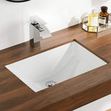 DeerValley DV-1U101 Ally Undermount Bathroom Sink Rectangular, 21'' x 15'' Vessel Sink Rectrangle Undermount Bathroom Sink White Ceramic Lavatory Vanity Vessel Sink with Overflow Deer Valley