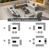 ovios 15 Pieces Patio Furniture Set, Outdoor Wicker Sectional Sofa with Swivel Chairs Coffee Table, Modern Modular Deep Seat Rattan Couch Conversation Sets, Beige ovios