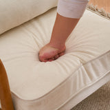 Karl home Accent Chair Mid-Century Modern Chair with Pillow Upholstered Lounge Arm Chair with Solid Wood Frame & Soft Cushion for Living Room, Bedroom, Balcony, Beige (Low Back) Karl home