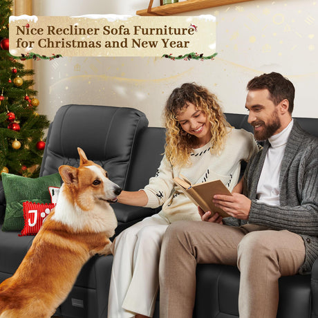YONISEE 3 Seat Recliner Sofa, Large Reclining Sofa with Storage Console, Manual Reclining Chair with USB Ports, 2 Cell Phone Holder, 3 Seater Loveseat Recliner Couch for Living Room YONISEE
