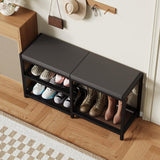 ZHOOGE Shoe Bench & Rack Storage Bench - Entryway Bench with Seat Cushion, Stable Organizer for Entryway & Living Room, Holds Up to 300 lb, (35" L x 12" W x 17" H, Black) ZHOOGE