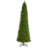 Nearly Natural 12ft. Slim Green Mountain Pine Artificial Christmas Tree with 1100 Clear LED Lights and 3235 Tips Nearly Natural
