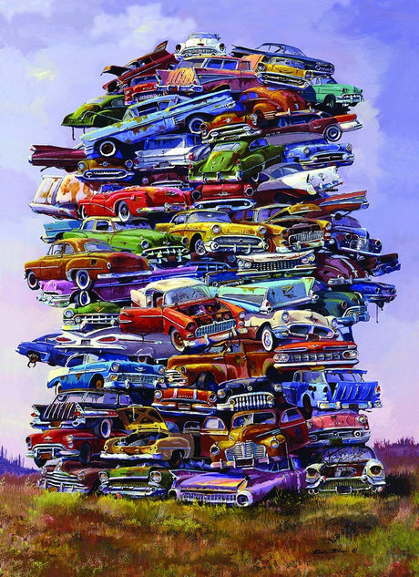 TDC Games Classic Car Puzzle Fabulous 50s Junkpile by Dale Klee, 1000 Piece Jigsaw Puzzle for Kids and Adults, 26.75 x 19.25 inches Educational Puzzles, Difficult and Challenging Classic Car Puzzle TDC Games