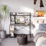 Nost & Host Rustic Grey Computer Desk with Hutch and Adjustable Shelves for Home Office and Gaming Nost & Host