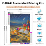 Beach Diamond Art Kits Seaside Night 5D Diamond Painting for Adult Beginners Sea Shell DIY Diamond Art Moon Book Flowers Paint with Round Diamonds for Relaxation Home Wall Decor Crafts Gift 12x16 Inch PINFFSHU