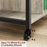 Amyove Printer Stand with Charging Station, Home Office Desktop Printer Stand with Storage, Under Desk Printer Table, 3 Tier Heavy Duty Rolling Printer Cart with Wheels for Small Space, Rustic Grey Amyove