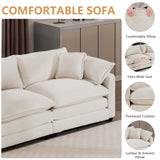 Nestglow Oversized 2 Piece Sofa Set for Living Room, 3-Seater & Loveseat Couch, Modular Sectional Deep Seat Corduroy Comfy Cloud Couches with 4 Armrest Pillows and 5 Toss Pillows, Beige Nestglow