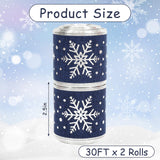 Whaline Christmas Ribbons 20 Yards Blue Silver Snowflake Wired Edge Ribbon Winter Fabric Craft Ribbon for Xmas Wreath Bow Making DIY Crafts Wrapping Supplies, 2 Rolls Whaline