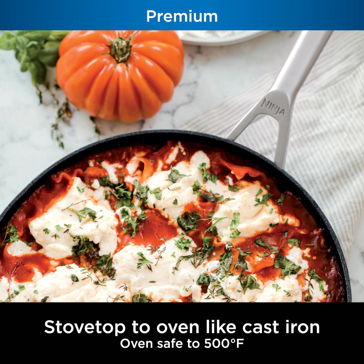 Ninja Cookware, Ninja NeverStick Premium, 16-Piece Pots and Pans Set, Non Stick Frying Pans, Kitchen Essentials, Stock Pot, Sauce Pan, Glass Lids, Saute Pan, All Stovetops, Black, C39900 Ninja