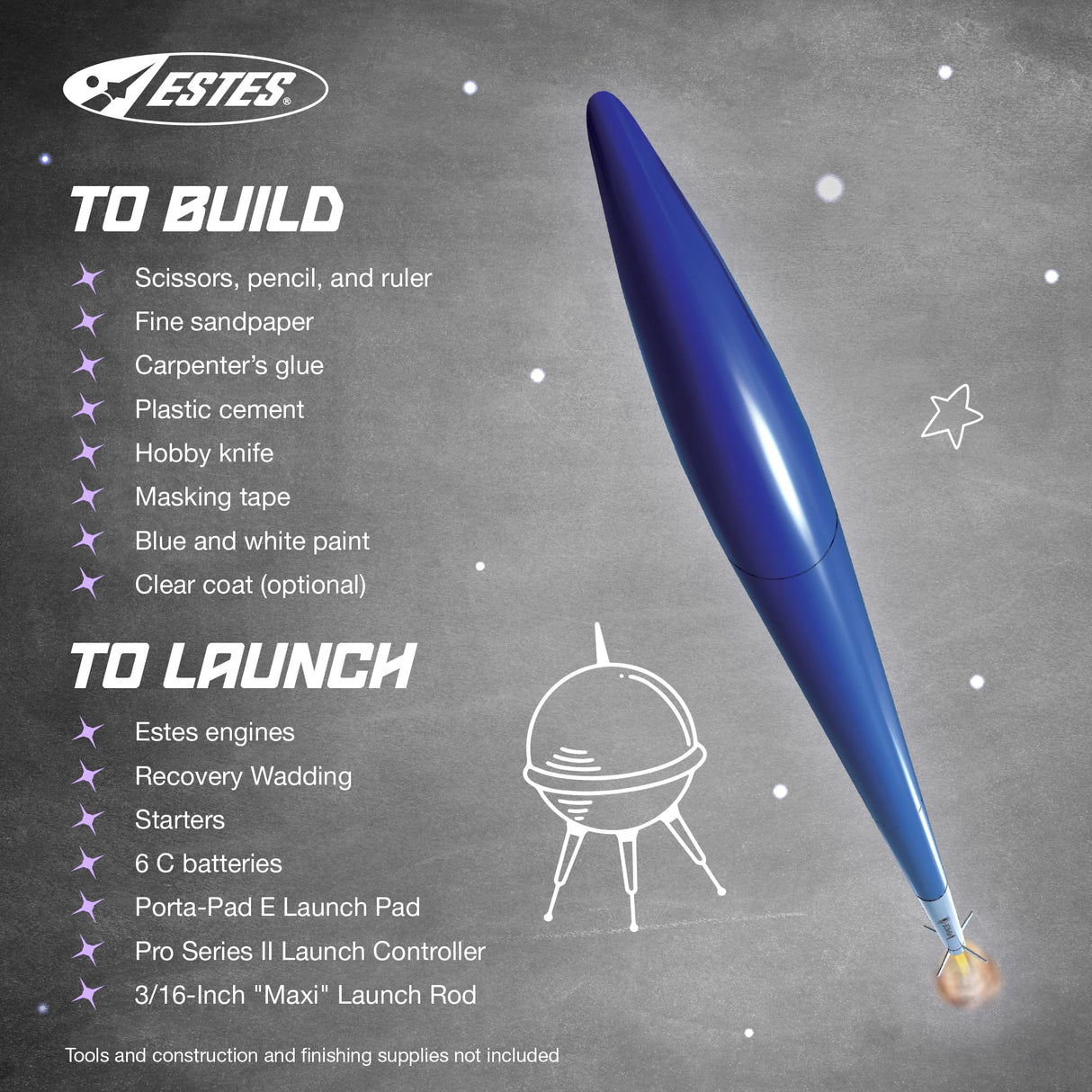 Estes 1295 Mean Machine Rocket-Building Kit, Advanced Flying-Rocket-Model Kit for Ages 10+ Estes