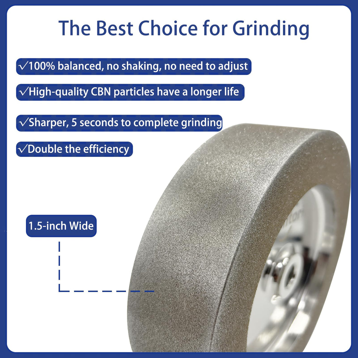 Mega Square CBN Grinding Wheel 8 inch 80 Grit,1.5” Wide,5/8” Arbor,1" Down The Side,for Sharpening Woodturning and HSS Tools,Suitable for All Kinds of 8-inch Bench Grinders(80 Grit) HEYSHARPEN