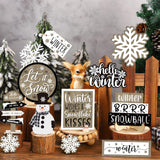Dandat 15 Pcs Christmas Tiered Tray Decor Winter Tiered Tray Decorations Set Hello Winter Let It Snow Snowman Snowflake Wooden Signs Farmhouse Table Centerpieces for Home Table Shelf Dandat