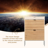 Brafab Shoe Storage Cabinet with 2 Flip Drawers&1 Small Drawer, Slim Entryway Shoe Organizer with Sun Pattern Doors for Sneakers,Light Beige Brafab