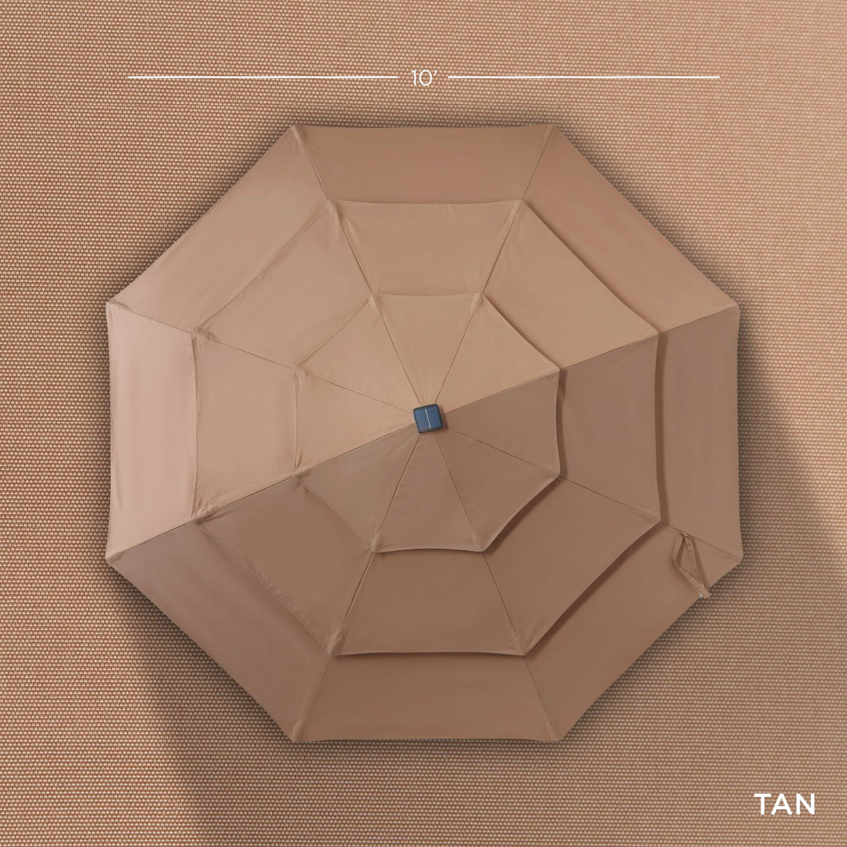 Best Choice Products 10ft 3-Tier Solar Patio Umbrella, Outdoor Market Sun Shade for Backyard, Deck, Poolside w/ 24 LED Lights, Tilt Adjustment, Easy Crank, 8 Ribs - Tan Best Choice Products