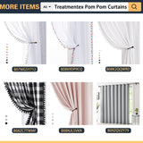 Treatmentex Pompom Buffalo Plaid Curtains 45" Kitchen Curtains Rustic Farmhouse Tan and White Check Curtain Panels for Small Windows Basement Bathroom Rod Pocket 2pcs Treatmentex