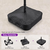 PURPLE LEAF 15ft Patio Market Umbrella with Solar LED and Base Double-Sided Rectangle Outdoor Table Sun Umbrellas with Crank for Pool Beach Deck Backyard Light Gray PURPLE LEAF