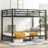 Bellemave Metal Full Over Full Bunk Bed for Adults/Kids,Heavy Duty Adults Bunk Beds with Guardrail & Ladders,Full Size Bunk Beds for Teens,Black Bellemave