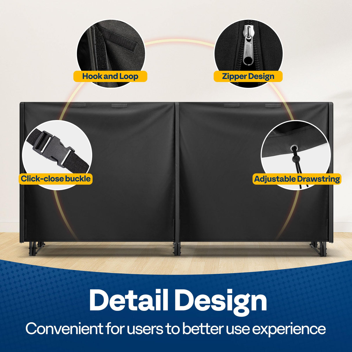 VIVOHOME 8ft Log Rack Cover, Heavy Duty 600D Oxford Outdoor Firewood Storage Cover with Zipper and Hook Loop Tape (Log Rack not Included) VIVOHOME