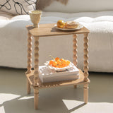 Fultyle Small End Table, Couch Side Table with 2-Tier Storage Shelf, Wood Coffee Table for Bedroom, Living Room, Small Spaces(Rustic Walnut) Fultyle