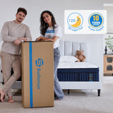 Suiforlun 14 Inch Cal King Mattress with Cool-to-Touch Cover, Euro Top Hybrid Gel Memory Foam Mattress with 7-Zone Pocketed Coils, Medium Firm California King Size Mattress for Pressure Relief Suiforlun