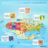 DIGOBAY United States Puzzle 70 Pieces USA Map Floor Jigsaw Puzzles for Kids Ages 4-10, Jumbo Round US Geography Puzzle 50 States with Capitals Educational Learning Toys for Boy or Girl DIGOBAY