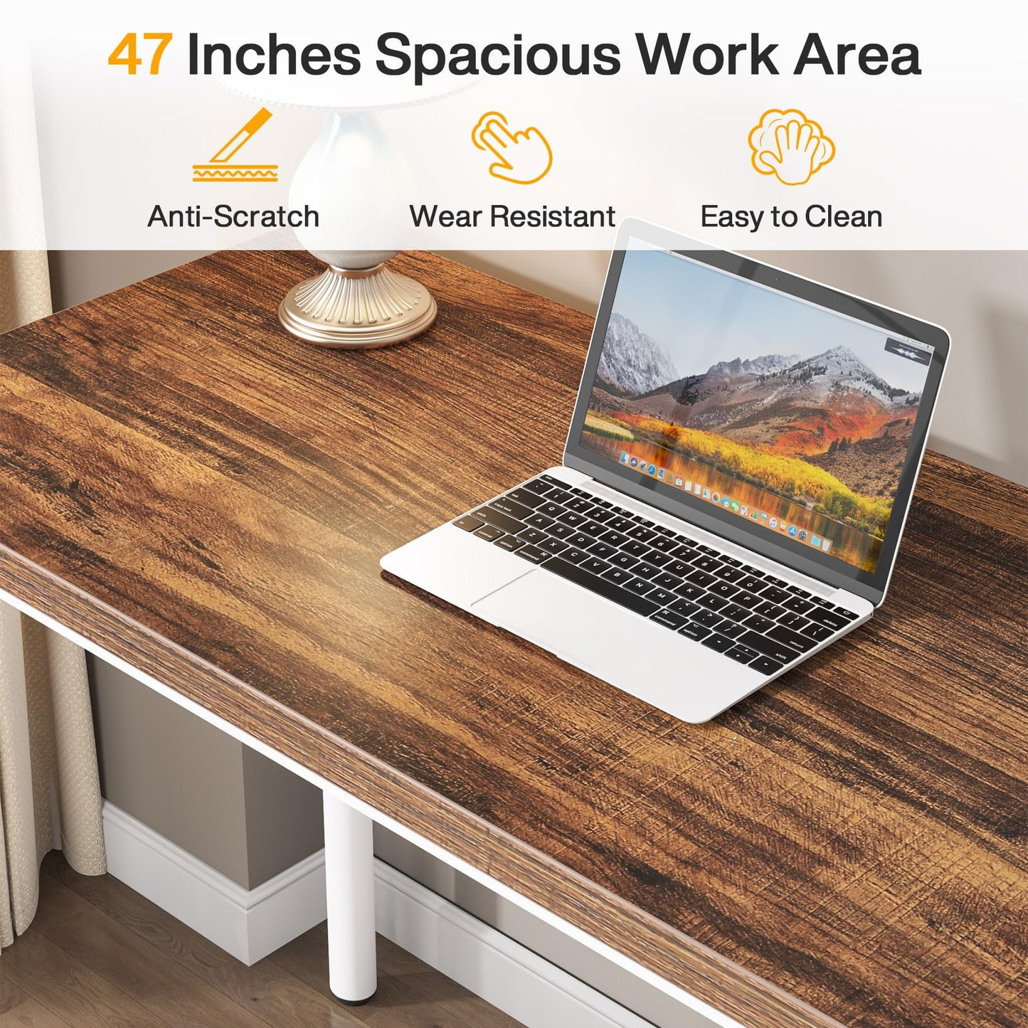 Tribesigns Computer Desk with 5 Drawers, 47 inches Rustic Brown Home Office Desk with Storage, Modern Simple Laptop Desk Study Writing Table for Small Spaces (Reversible Drawer Cabinet) - WoodArtSupply