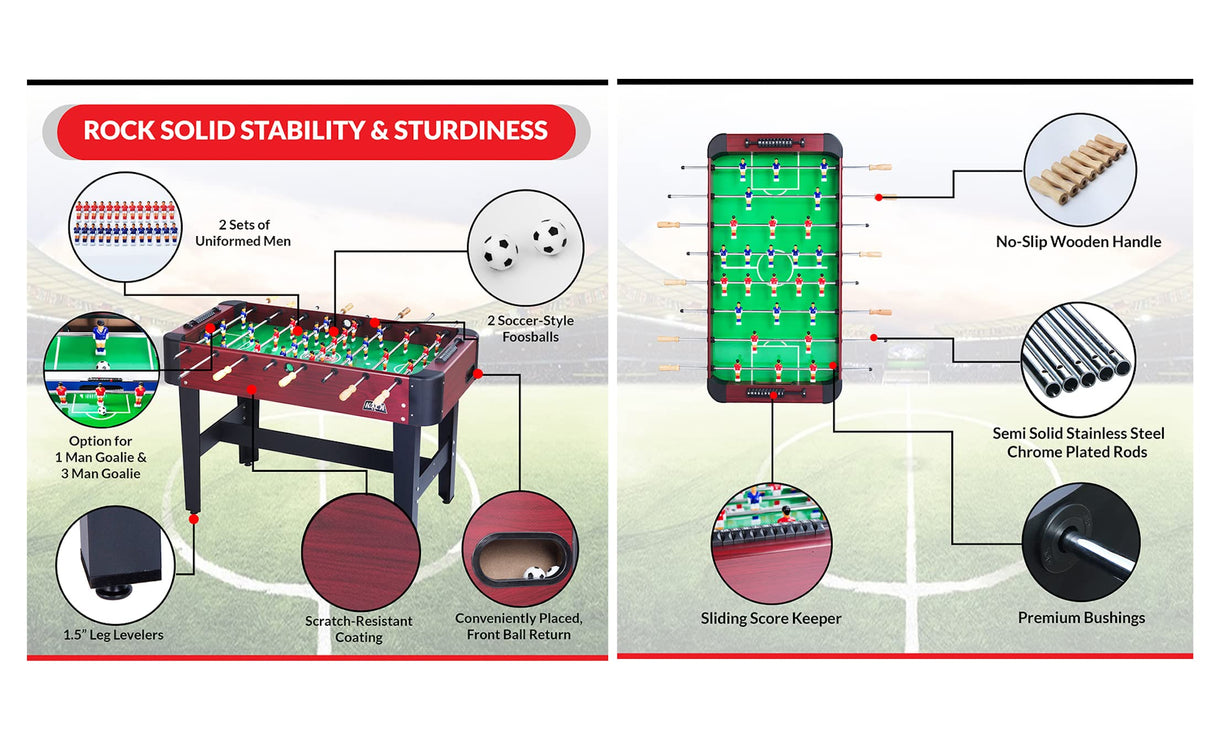 KICK Conquest 48″ Foosball Table (Brown) KICK