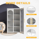 OSEILLC Metal Sideboard Buffet Cabinet with Glass Doors, 59" Tall Sideboard and Buffet with Storage, Accent Cabinet with Adjustable Shelves, Metal Storage Cabinet for Kitchen, Living Room, Hallway OSEILLC