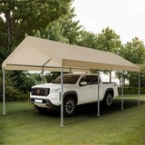 Shintenchi 10x20ft Heavy Duty Carport with UV Resistant Canopy, Powder-Coated Steel Frame, Easy to Assemble Portable Garage, Stable Carport for Car, Bike, Camp, Outdoor Storage (Khaki) Shintenchi