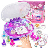 GIRLINK Nail Kit for Girls Ages 6-12, Girl Nail Kit with Dryer/Peel-able Nail Polish/Rings/Bracelet/Nail Sticker/Nail Sticker/Glitter Powder/ Nail File/Toe Separator GIRLINK